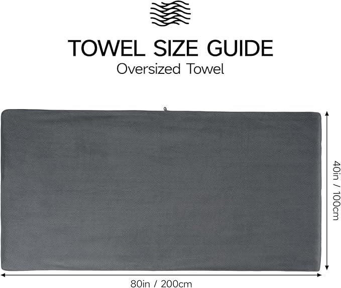 REDKISS Pack of 1 Jumbo Bath Sheet, 40 x 80 Inches Microfiber Oversized Bath Towel for Bathroom, Extra Large & Lightweight, Quick-Dry, Super Soft & Absorbent, Perfect to Wrap Yourself in, Dark Gray