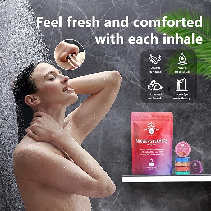Shower Steamers Aromatherapy 18 Pack, Basket Set for Mothers Day Gifts for Mom Wife Women, Shower Bombs Natural Organic Essential Oil, Teacher Appreciation Gifts, Relaxation & Self Care Home SPA