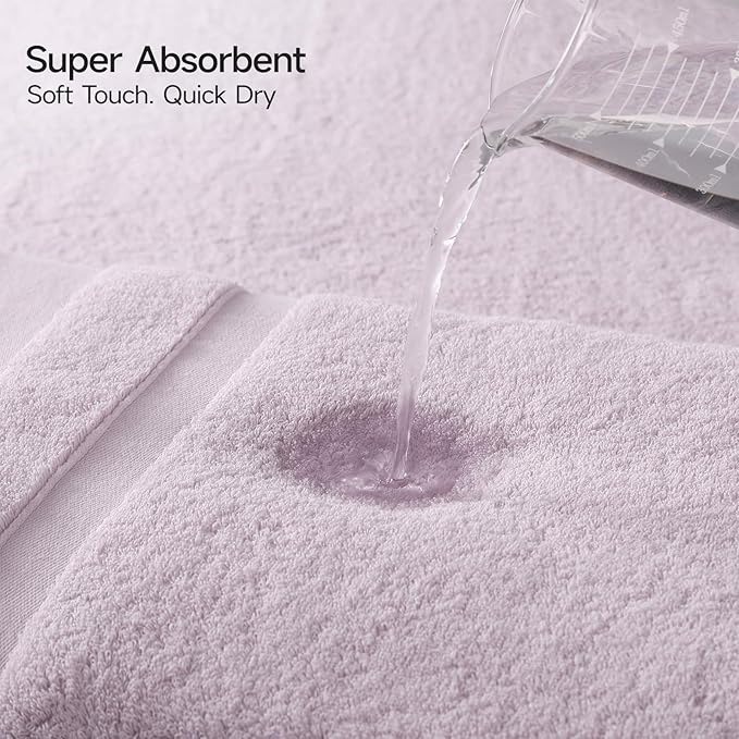 REDKISS 100% Cotton Bath Towels Set of 2, Extra Large Bath Sheets 35 X 70 Inches, 800G, Quick Dry, Ultra Soft & Super Absorbent Bathroom Towel Sets for Bathroom, Gym, Spa, Pool & Hotel, Purple