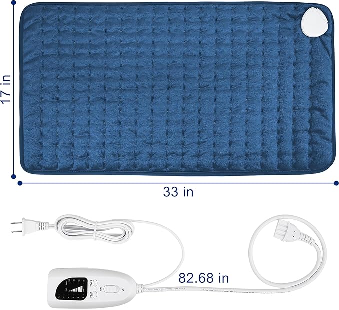 33x17 Inch Electric Heating pad for Back Neck Shoulder Knee Arms Legs- Electric Heat Pads with 6 Heat Settings & Auto Shut Off &Dry/Moist Heat Heating Pad for Birthday Mother Father Girl Men Women