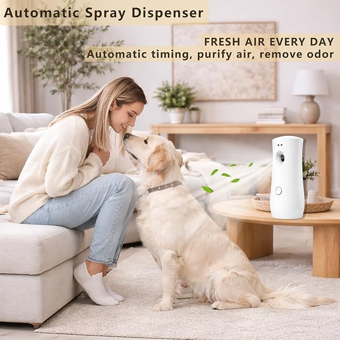 Automatic Air Freshener Spray Dispenser (2-Pack),Adjustable Time Spray, Free Standing or Wall Mounted Battery Operated Machine for Home, Indoor, Bathrooms, Offices, Hotels and Commercial Places (W-01)