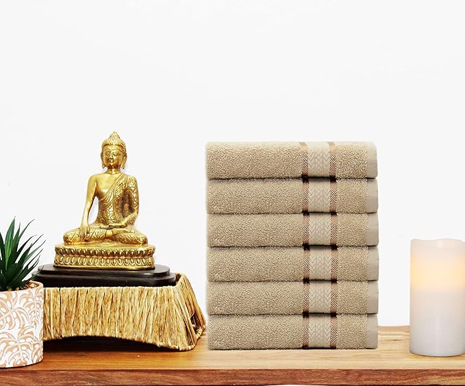 COTTON CRAFT Ultra Soft Hand Towels - 6 Pack - 16x28-100% Cotton Face Towel Set - Absorbent Quick Dry Everyday Luxury Hotel Bathroom Kitchen Spa Gym Shower Pool Camp Travel Picnic - 580 GSM - Linen