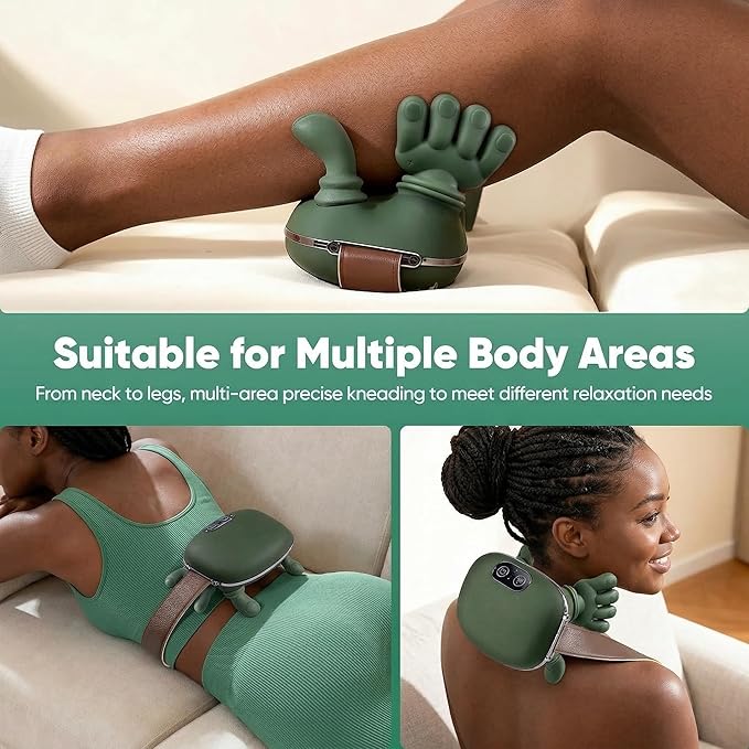 Neck & Shoulder Massager Shiatsu Deep Tissue with Heat, Cordless Rechargeable Electric Massage Pillow, Hand-Like Kneading for Neck Pain Relief, Muscle Soreness, Portable for Home, Office, Travel Gift