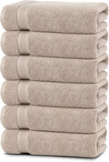 Linteum Textile Supply Luxury Hair Towels 100% Ring Spun Cotton Towel for Women, Men, Kids | 20x40 inches Quick Dry Towels for Gym, Beauty, Spa, Salon | Pack of 6 | Taupe | Superior Soft Touch
