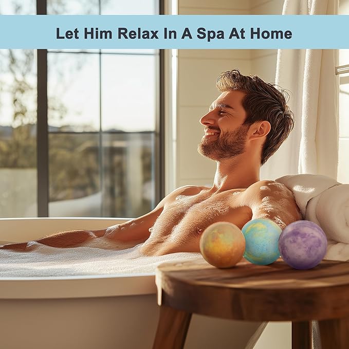 Luxury Bath Bombs for Men - Gift Set of 24 Bathbombs with Organic Essential Oils - Natural Vegan Soap for Moisturizing Fizzy Bubbles