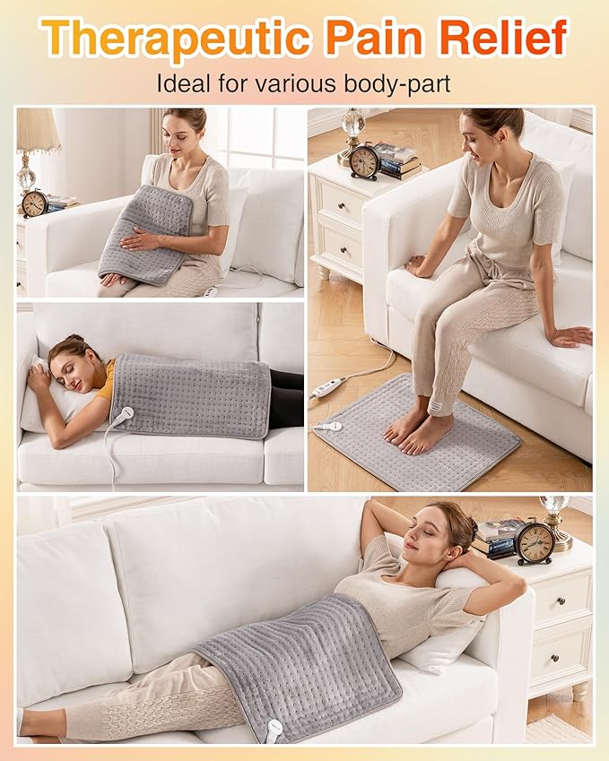 WOOMER Extra Large Heating Pad, 20"x24" XLL Heating Pad, Heat Pad with Multi-Color Option, Moist Heat Therapy Feature, Auto Shut-Off, Power Cords Storage Belt