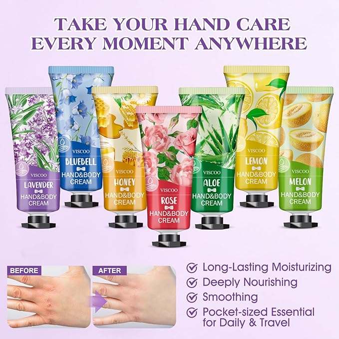 VISCOO 28 Pack Hand Cream Gifts Set for Women, Mothers Day Gifts, Teacher Appreciation Gift, Nurses Week Gift, Bulk Gifts for Women, Moisturizing Mini Hand Lotion Travel Size for Dry Cracked Hands