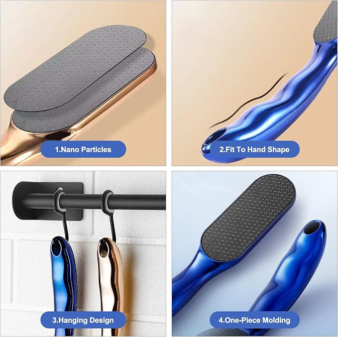 Veinsgrain Foot File, Nano Glass Foot File, Hard Skin Remover Nano-Glass Foot File, Veins Grain Foot File, Professional Foot Care Tools, Pedicure Tool for Smooth Feet (Gold)