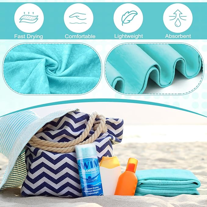 SmoothNovelty 2 Pack Swim Chamois Towel Water Absorbent Quick Dry Towel Shammy Chamois Cloth for Swimming Car Drying Diving Water Sports Beach Shower Pool Swimmer Gift