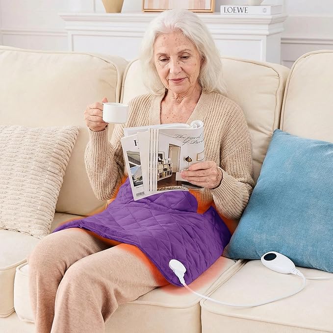 3 lb Purple Weighted Heating Pad for Neck Shoulders and Back, Mothers Day Gifts for Mom Wife Grandma, Birthday Gifts for Older Women Mom, Electric Heated Blanket with 9 Heat Options 4 Auto-Off Timer