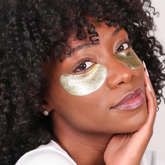 Wander Beauty Baggage Claim - Gold Foil Under Eye Patches For Dark Circles and Puffiness - Under Eye Mask Depuffs & Firms - Brightening Eye Mask for Under Eye Bags (6 Pairs)