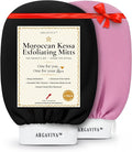 Moroccan Exfoliating Glove for Shower - Kessa Hammam Body Scrub Gloves, Exfoliating Mitt, Bath Mitt - Couple's Spa Set, 2 Pack His and Hers, Pink and Black