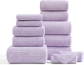 Ultra Soft Bath Towel Set,12 Piece (4 Bath Towels,4 Hand Towels,4 Washcloths) Family Bathroom Towels Set with Hanging Loop,Quick Dry Extra Absorbent Shower Towel for Bathroom,Hotel,Spa-Light Purple