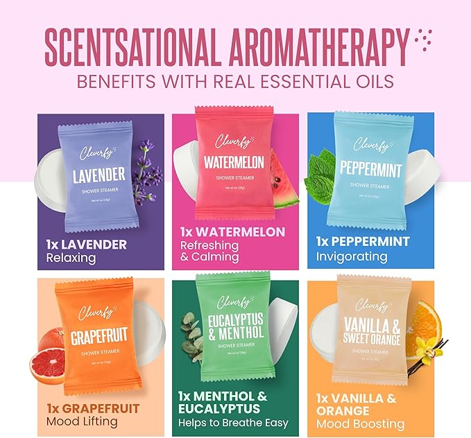 Cleverfy Shower Steamers Aromatherapy - Mothers Day Gifts for Mom, Wife from Husband, Grandma, Daughter and Sister - Birthday Gifts for Women, Mom, Teens, Girlfriend and Her - 6 Tablets