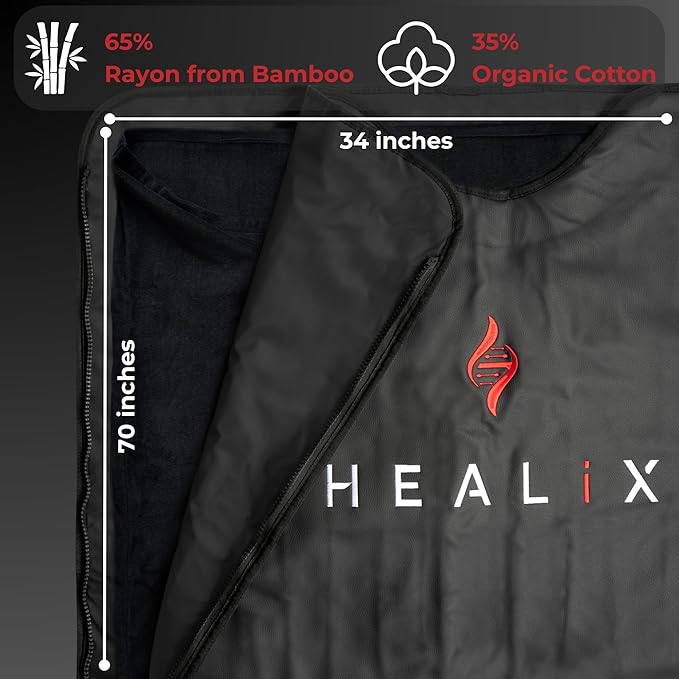 Healix Comfort Sauna Blanket Insert – Ultra-Soft Sauna Towel Liner Made of 65% Rayon & 35% Organic Cotton for Infrared Sauna Blanket | Washable, Quick-Dry Blanket Towel for Portable Home Sauna