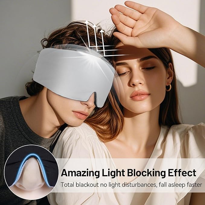 LOVE EYE Dual Side Sleep Mask, Ice Silk Eye Sleeping Mask & Blindfold with Adjustable Strap, Warm and Cool Side Total Blackout Eye Covers for Women Men Sleep Travel Nap (Black)