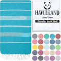 HAVLULAND Turkish Beach Towels, Oversized 40"x72" Turkish Bath Towel, Highly Absorbent Quick Dry Sand Free Beach Towels for Beach Pool Spa Gym Yoga Travel Camping Picnic Blanket - Turquoise
