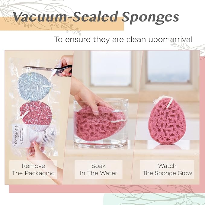 Spongentle Loofah Sponge for Shower and Bathing, Bath Sponge with Dual Texture, Shower Pouf for Gentle and Deep Exfoliation, Large Size Body Scrubber for Men & Women, PU Foam, 37% More Lather, 2 Pack