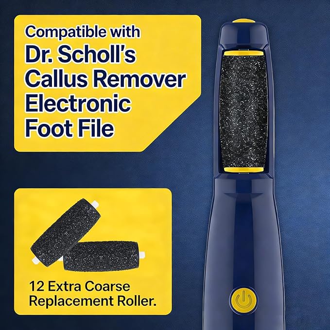 12 Pcs Replacement Rollers Compatible with Dr Scholl's Callus Remover and Amope Pedi-Perfect Pro Electric Foot File - Extra Coarse