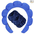 Beleki Spa Headband for Washing Face Wristband Set Sponge Makeup Skincare Face Washing Headband Terry Cloth Bubble Puffy Hairband Non Slip Headwear Hair Accessory for Women - Royal Blue