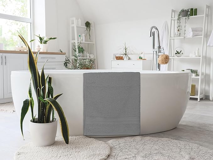 Medium Bath Towels Pack of 6 – 24x48 Inches – Soft, Quick Dry & Highly Absorbent – 100% Cotton Towels for Bathroom, Spa, Gym & Hotel – Light Grey