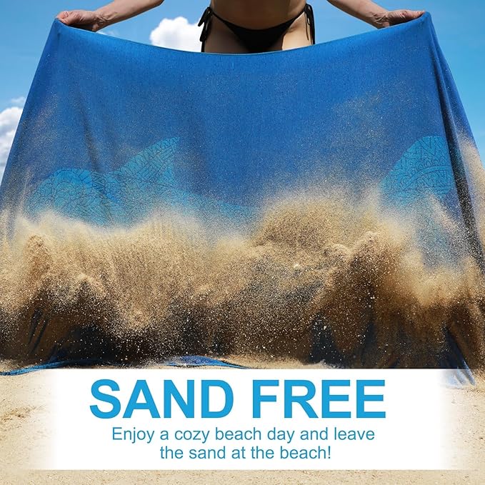 Genovega 6 Packs Oversized Turkish Beach Towels Set 74"x38" Extra Large Sand Free Quick Dry Swim Bath Pool Towel Travel Blanket Adult Essentials Accessories Vacation Multi Shark Turtle Stuff