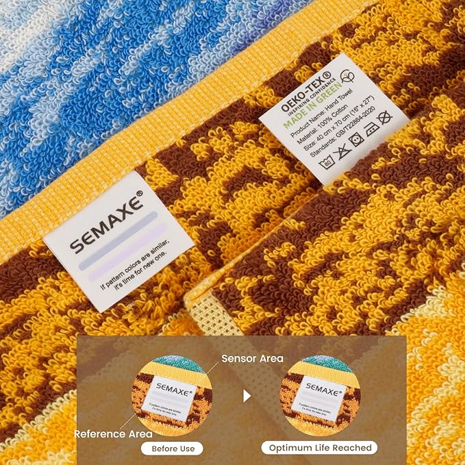 SEMAXE Colorful Striped Bath Towel, 100% Cotton Bath Towel with Hanging Loop, 55 x 27 Inch, Soft Absorbent & Quick Dry, for Bathroom & Travel