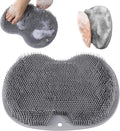 Shower Foot Scrubber, Wall Mounted Bath Massage Pad, Back Scrubber Back with Non Slip Suction Cups to Improve Circulation, Soothe Achy Feet (Grey)