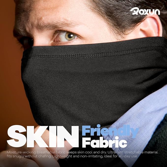 ROXUN 4 Pack Neck Gaiter, Cooling Breathable Face Mask UV Protection Scarf Hiking Bandana for Men/Women