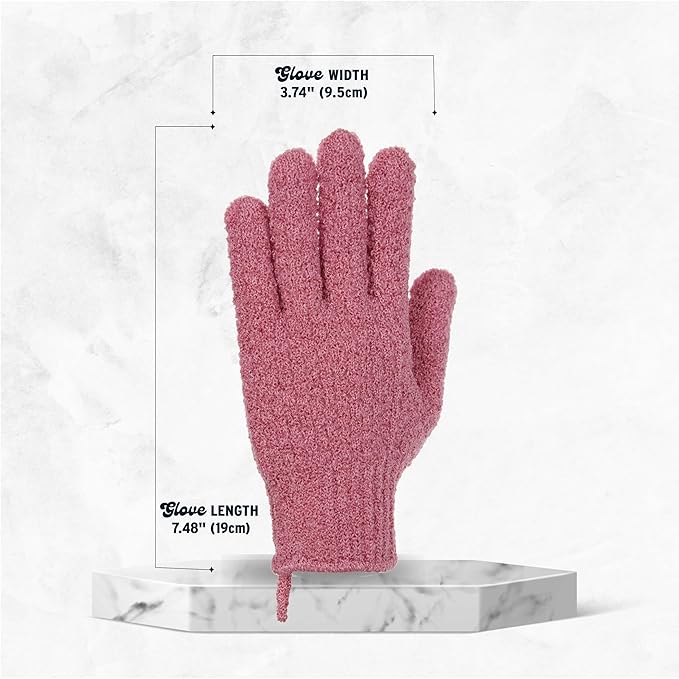 4 Pairs Exfoliating Gloves, 100% Nylon, Dual Texture Body Scrub for Spa, Massage & Dead Skin Removal, Multi-Color Shower Bath Accessories (Orchid/Fern Green)