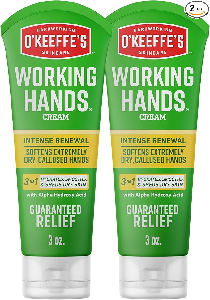 O'Keeffe's Working Hands Intense Renewal Hand Cream with Urea, 3 oz Tube (Pack of 2) – Softens & Smooths Extremely Dry, Callused Hands
