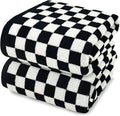Jacquotha Black and White Checkered Cotton Bath Towels Set of 2 - Cute Aesthetic Towels for Bathroom Decor, Pool, Beach, Spa, 27.5" x 55"
