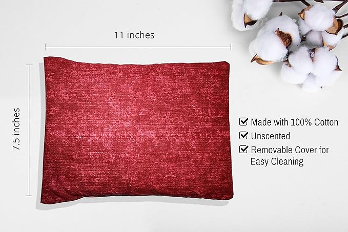 Microwavable Corn Filled Heating Pad and Cold Pack/Washable 100% Cotton Cover (Cross Hatch - Wine, 7.5in W x 11in L)