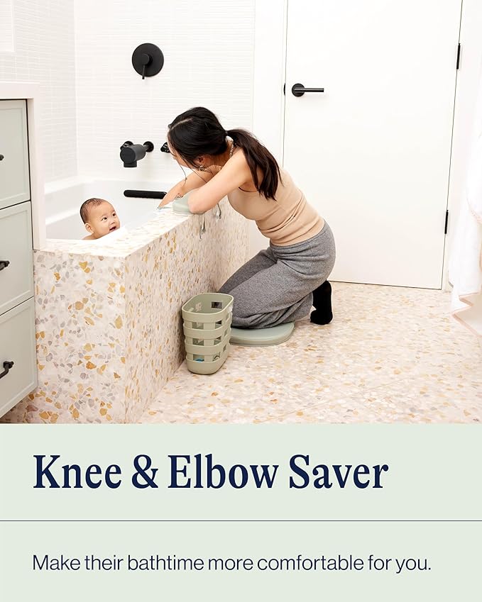 Lalo Knee & Elbow Saver - Foldable Padded Cushions for Bathtime, Quick-Dry, Suction Cups for Stability, Bath Kneeler Rest Set 17 x 11.5 in Knee Pad & 16 x 4.5 in Elbow Pad - Heather Grey