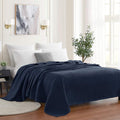 Sweet Home Collection 100% Fine Cotton Blanket Luxurious Weave Stylish Design Soft and Comfortable All Season Warmth, King, Waffle Weave Navy (Pack of 6)