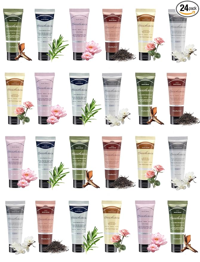 DincherBel 24 Pack Hand Cream Set - Travel Size Moisturizing Scented Hand Lotion for Dry Skin, Ideal Holiday Gift for Women