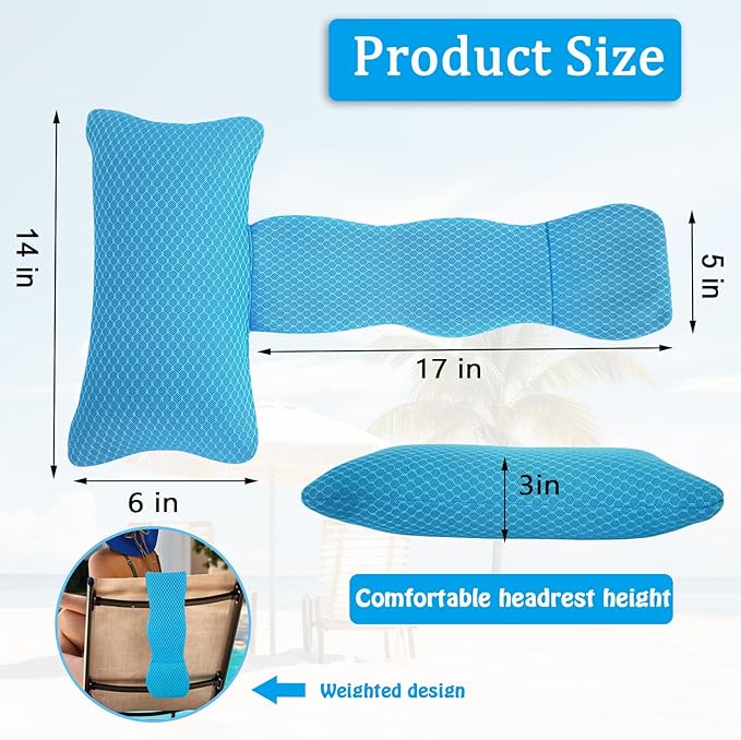 REEZEIVI Hot Tub Headrest Pillow,Chaise Lounge Pillows Outdoor 3D air mesh,Spa Pillow for Outdoor Hot Tub, Quick Drying and Washable,Head and Neck Support Pillow with Adjustable Weighted Strap