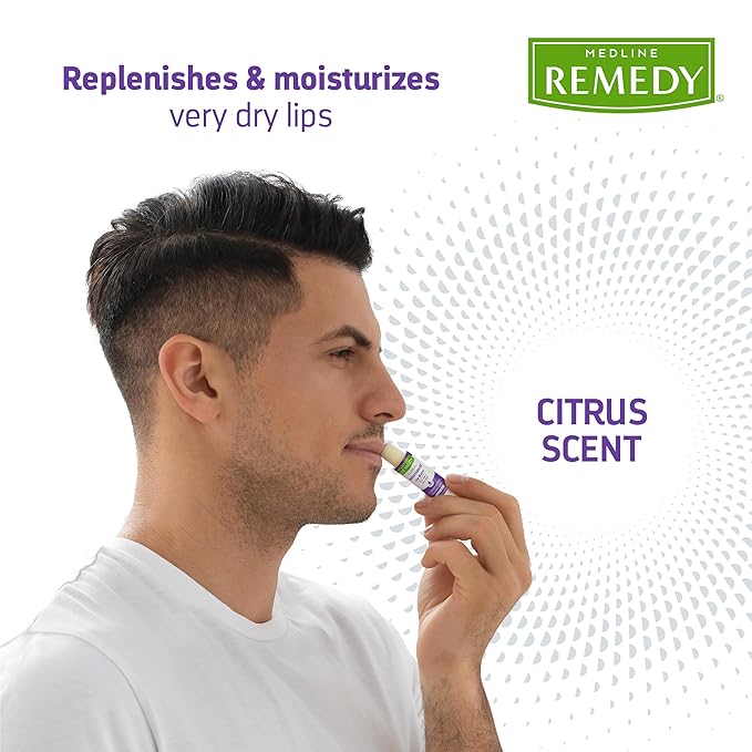 Medline Remedy Clinical Lip Balm, Citrus Scent, Moisturizing, Hydrating, Nourish, Nutrient Rich, Soothing Natural Oils, Revitalize, Comforting, Skin Conditioners, 0.15 oz Stick (Pack of 6)