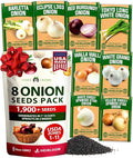 HOME GROWN 8 Onion Variety Mix 1600+ Heirloom Non-GMO Seeds for Planting, High Germination, Red, Yellow, White, Sweet Vidalia & Spanish Bulb Onions, Green Scallions,Indoor Outdoor Garden (Allium cepa)