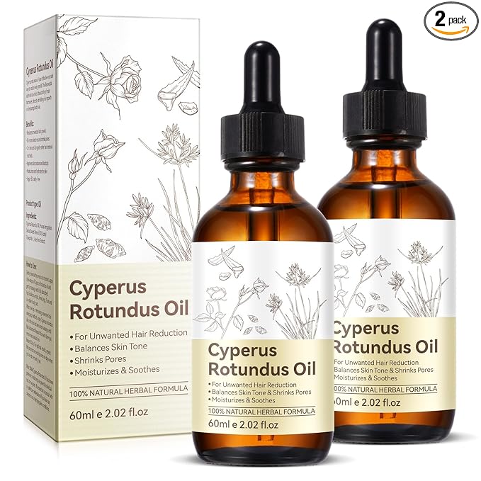 2PCS Cyperus Rotundus Oil, Natural Cyperus Rotundus Oil For Hair Removal, Reduces Unwanted Hair Growth, Moisturizes & Soothes The Skin, Suitable For All Skin Types