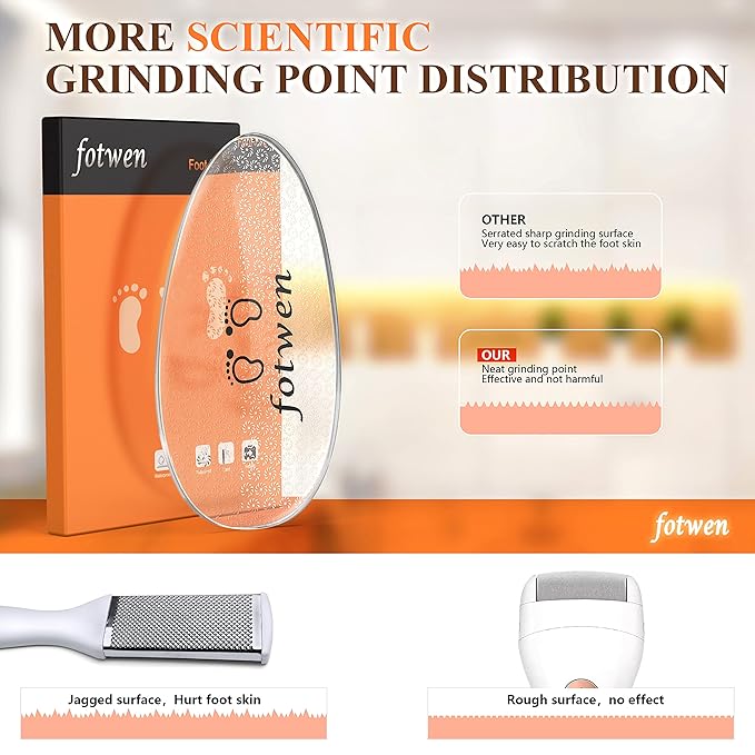 Updated 2025 Nano Foot Scrubber Callus Remover, Foot Care Pedicure Tool, fotwen Foot File with Nano-Level Grinding Points, Great for Dead Skin Removal, Cracking, Wet and Dry Feet…