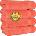 Cotton Paradise Hand Towels for Bathroom, 100% Cotton Turkish 4 Piece Hand Towel Set, Soft Absorbent Face Towels, Coral