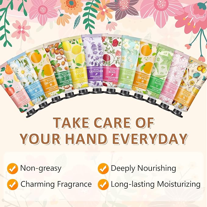 60 Pack Hand Cream Gift Set For Women, Mothers Day Gifts,Teacher Appreciation Gifts,Nurses Week Gift, Mini Hand Lotion Travel Size in Bulk for Dry Cracked Hands, Bridesmaid Gift,Party Favors