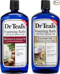 Dr Teal's Foaming Bath Variety Gift Set (2 Pack, 34oz Ea) - Soften & Moisturize Shea Butter & Almond Oil, Nourish & Protect Coconut Oil - Essential Oils Blended with Pure Epsom Salt - At Home Spa Kit