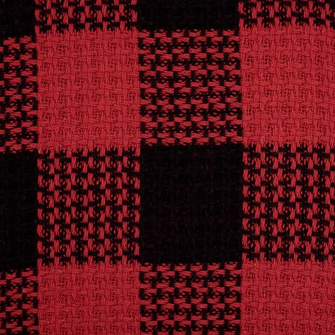 Sweet Home Collection 100% Fine Cotton Blanket Luxurious Weave Stylish Design Soft and Comfortable All Season Warmth, Full/Queen, Buffalo Plaid Burgundy Black (Pack of 1)