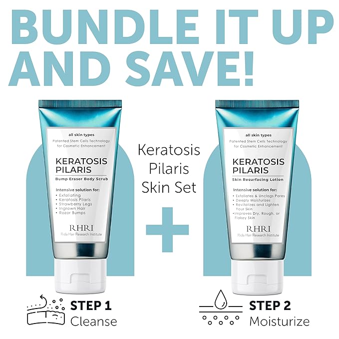 KP Bump Eraser Body Set with 10% AHA | Keratosis Pilaris Treatment | Keratosis Pilaris Lotion | Exfoliating Body Scrub | Ingrown Hair Treatment | Bundle Set for Bump, Strawberry Legs, Redness, Dryness