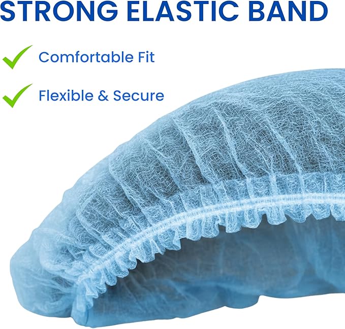 Disposable Bouffant Caps 21 Inch Non Woven Hair Net Elastic Head Cover For Food Service Kitchen Salon Lab Spa And Hygiene Use