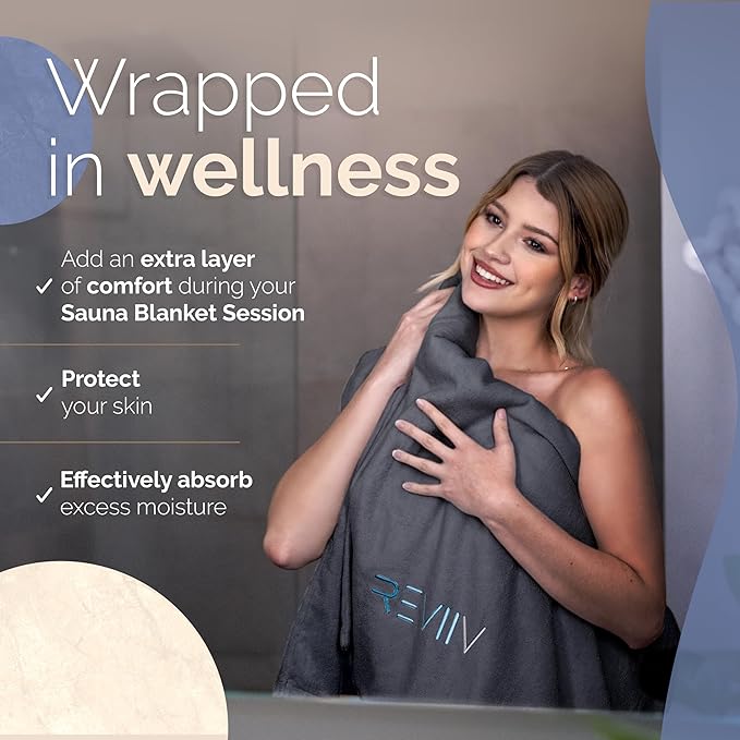 Sauna Blanket Insert Towel Kit - 3 Pcs Luxuriously Soft & Absorbent Sauna Towel Sack with Microfiber Face Cloth & Headband - Accessories for Infrared Blanket Simplified Cleanup - 70" x 30"