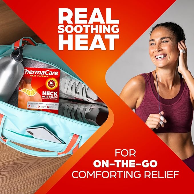 ThermaCare Heat Wraps for Neck & Shoulder Pain Relief - Portable Adhesive Heating Pads with 16-Hour Therapeutic Heat - Drug-Free Muscle & Joint Soothing Patches (11-Count)