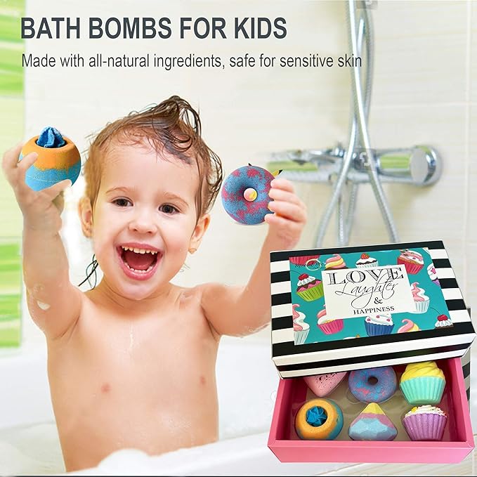 Bath Bombs Gift Set – Mothers Day Gift for Mom, 6 Organic Bathbombs w/Natural Ingredients, Aromatherapy Bubble Bath Fizzy for Kids, Teens, Women – Skin Moisturizing Bath Bombs for Girls Lush Spa Kit